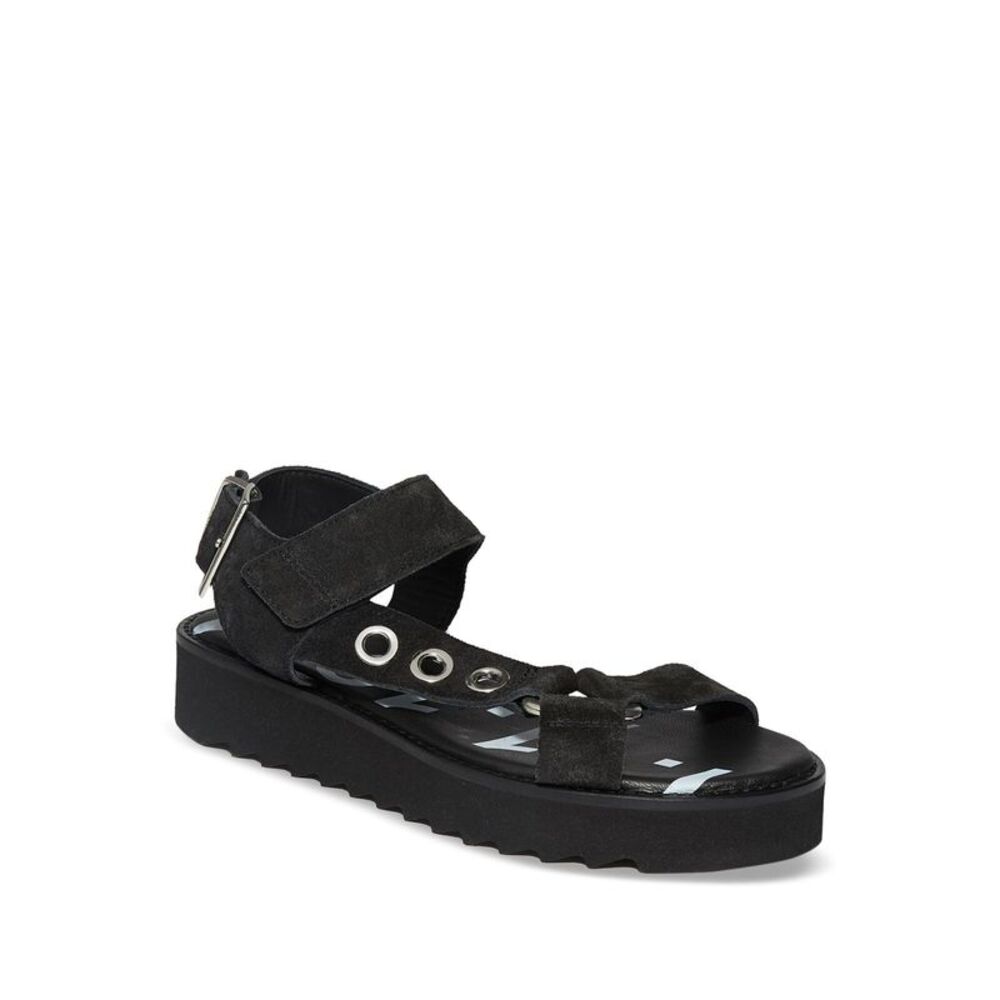 ALLSAINTS Womens Black 1/2" Platform Rhianne Wedge Leather Slingback Sandal 39